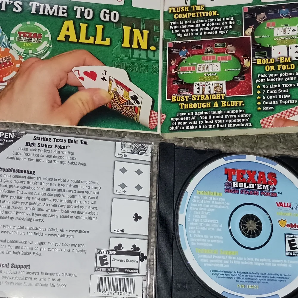 Texas Hold 'Em: High Stakes Poker (PC, 2005) Flush Bluff Cards Fortune Fun